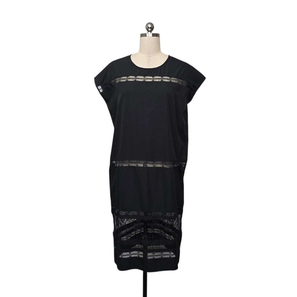 AllSaints Emeline Maxi Dress Black Lace Panel Sleeveless Shift WD146J Size US 00